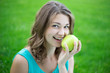 © Di Studio - happy beautiful woman with apple in summer park