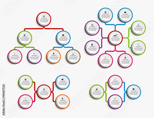 Fotografía Collection infographic design organization chart template.