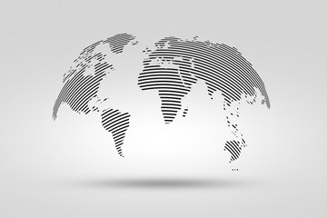 Canvas Print - black world map from thin line.