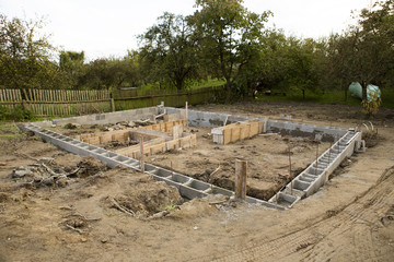 concrete foundation of new house