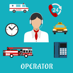 Poster - Dispatcher or operator profession icons