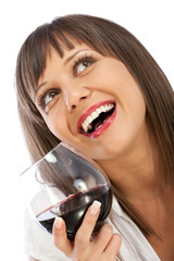 Sticker - Young woman drinking red wine