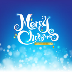 Wall Mural - Merry christmas on abstract background with bokeh and light elem