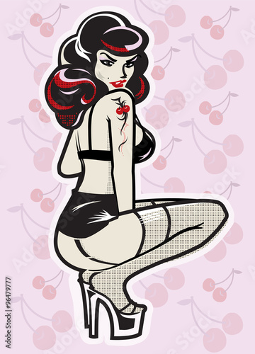 Obraz w ramie Vector pinup