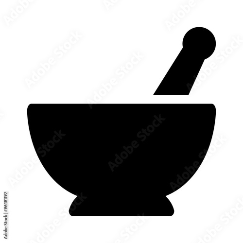 Fotomural Mortar and pestle pharmacy flat icon for apps and websites