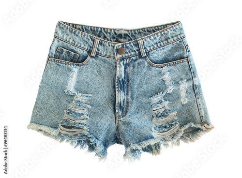 Fotografía Ripped jeans shorts isolated on white background