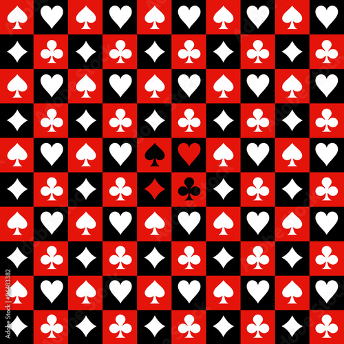 Cuadros en Lienzo Card Suit Chess Board Red Black Background Vector Illustration