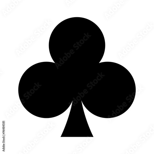 Fotografie, Obraz Playing card club suit flat icon for apps and websites