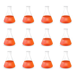 Sticker - Red conical flasks, scientific background