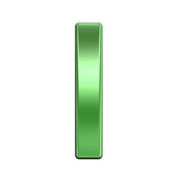 One letter from shiny green alphabet set, isolated on white. Computer generated 3D photo rendering.