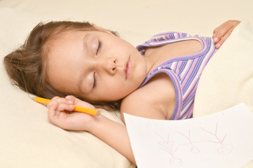 Wall Mural - Charming little girl sleeping