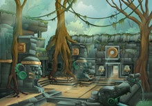 Ruins, Jungle Vector Illustration