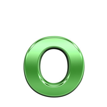 One lower case letter from shiny green alphabet set, isolated on white. Computer generated 3D photo rendering.