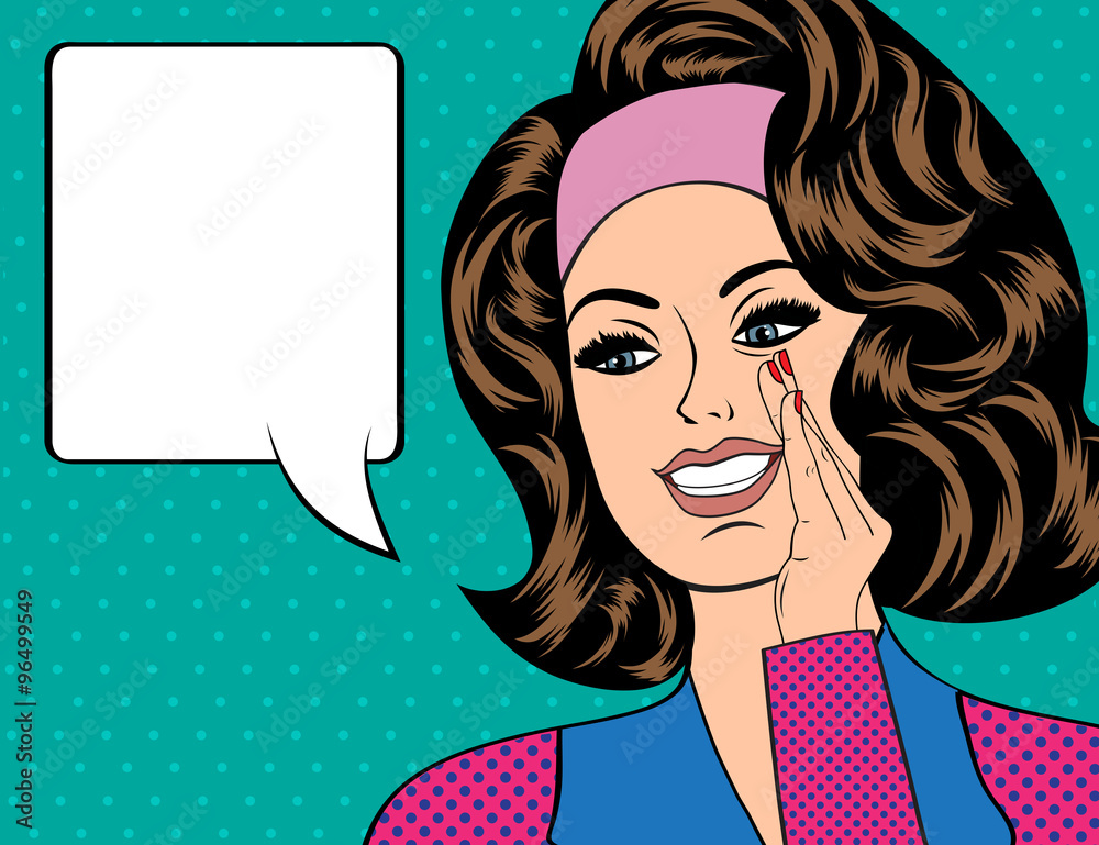 Pop Art illustration of woman with the speech bubble Stock Vector ...