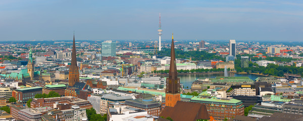 Canvas Print - Panorama of Hamburg