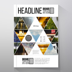 Poster - Business templates for brochure, flyer or booklet. Abstract multicolored background of nature landscapes, geometric vector, triangular style illustration