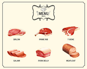 Poster - Different kind of meat products