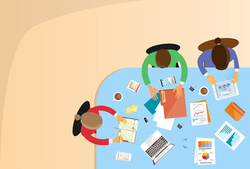Poster - Business People Teamwork Office Working Sitting Conference Table