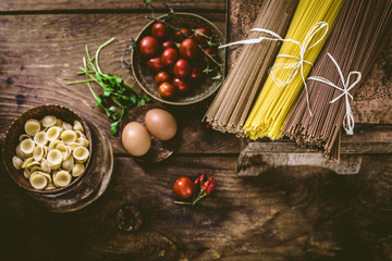 Wall Mural - Pasta with ingredients