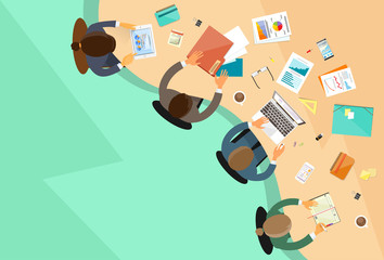 Poster - Business People Teamwork Office Working Sitting Conference Table