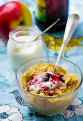 Wall Mural -  baked oatmeal with fruit, yogurt and honey