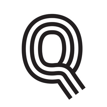 Q letter formed by parallel lines.
