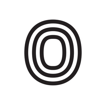 O letter formed by parallel lines.
