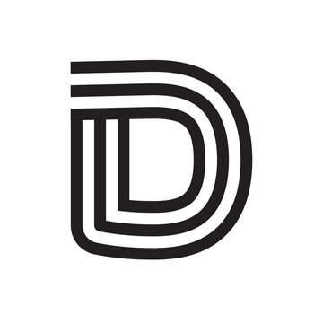 D letter formed by parallel lines.