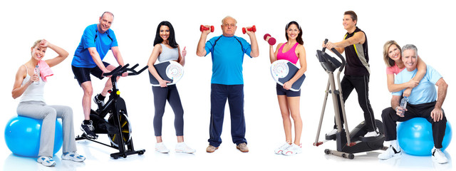 Sticker - Group of healthy fitness people.