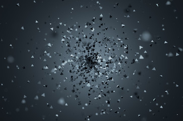 Poster - abstract rendering of low poly chaotic particles.