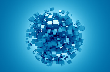 Poster - abstract 3d rendering of blue cubes.
