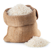 Rice In Burlap Bag