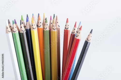 Fotografie, Obraz lapices de colores con sonrisas pintadas