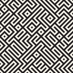 Vector Seamless Black And White Irregular Geometric Blocks Pattern