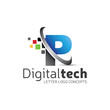© nospacestock - Digital Technology Letter P Logo