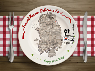 Poster - creative South Korea travel map