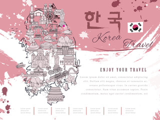 Wall Mural - South Korea travel map