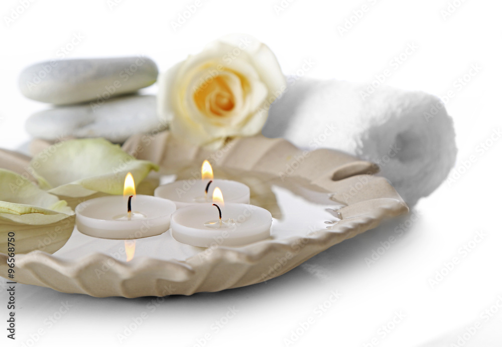 Beautiful composition of spa treatment, isolated on white