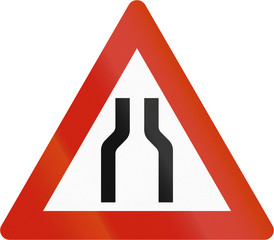 Wall Mural - Norwegian road warning sign - Road narrows