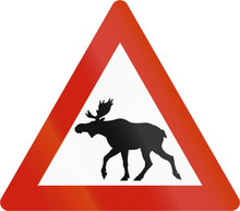 Norwegian Road Warning Sign - Moose Crossing