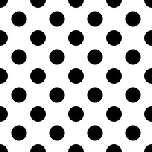 Big Polka Dot Seamless Pattern. Abstract Fashion Black And White Texture. Monochrome Template. Graphic Style For Wallpaper, Wrapping, Fabric, Background, Apparel, Print Production, Etc. Vector