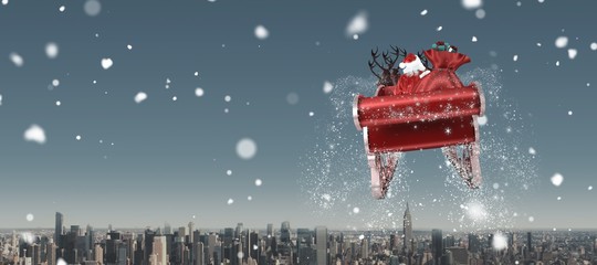 Sticker - Composite image of santa flying his sleigh