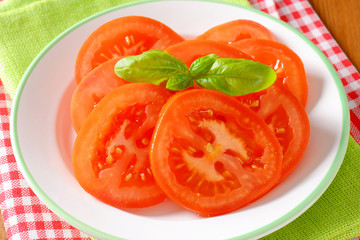 Sticker - fresh tomato slices on plate