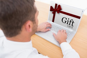 Poster - Composite image of gift card with festive bow