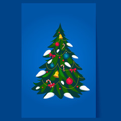 Poster - Decorated Christmas Tree, Vector 