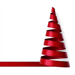 Canvas Print - red ribbon christmas tree with dark red edges