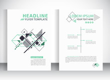 Business Flyer, Brochure Vector Template  With  Simple Colorful Geometric Figures,