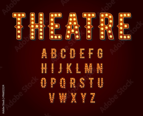 Cuadros en Lienzo Casino or Broadway Signs style light bulb Alphabet in Vector
