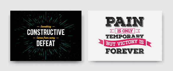 Set of Vector Grunge Concept with Inspiration Phrase for Poster or T-shirt. Creative Motivation Quote Collection.