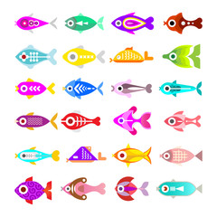 Canvas Print - Aquarium Fish Vector Icons